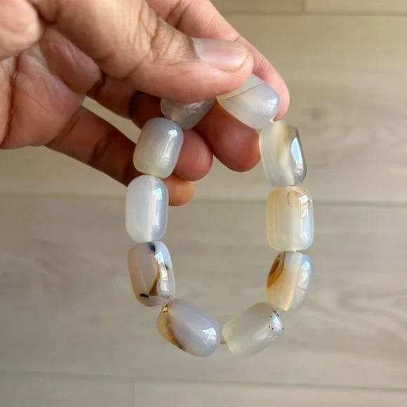 Handmade Natural Chunky Agate Bracelet, 6” - Picture 2 of 8